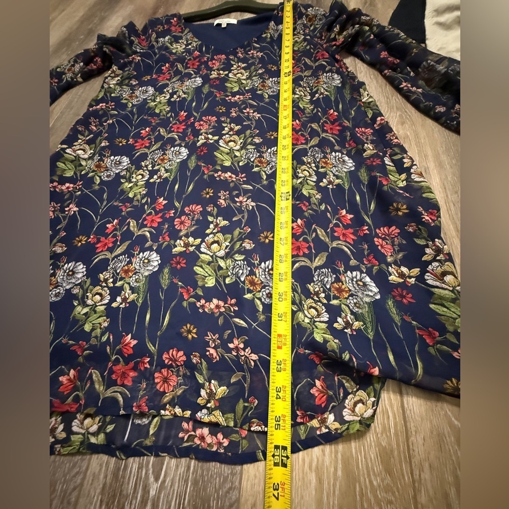 casual floral long sleeve swing dress with lining size L - Picture 4 of 7